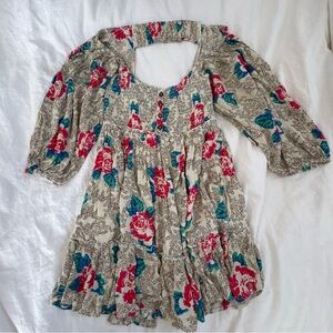 Free people summer picnic printed mini dress - size m